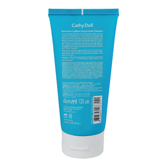 Cathy Doll Anti-Ac Cushion Facial Cleanser, Control Oil & Shrink Pores For Acne-Prone Skin, 120ml