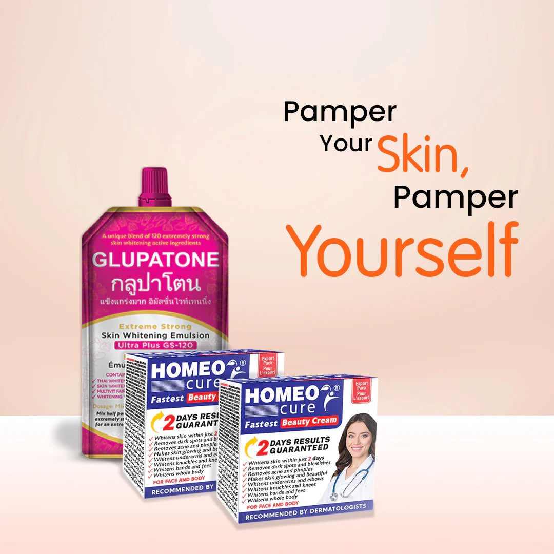 Glupatone Extreme Strong Whitening Emulsion + Homeo Cure Cream (Pack of 2)