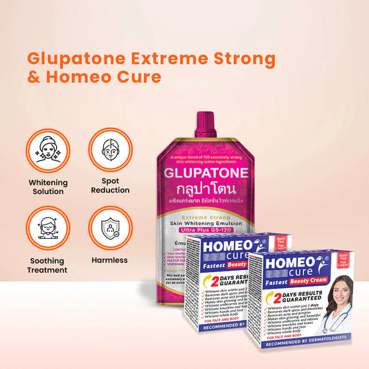 Glupatone Extreme Strong Whitening Emulsion + Homeo Cure Cream (Pack of 2)
