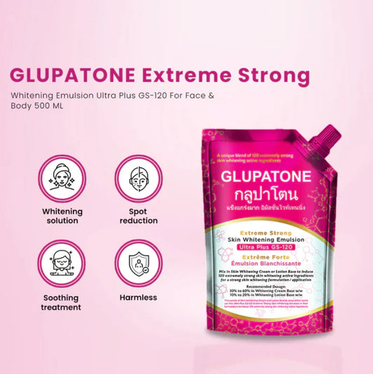 Glupatone Extreme Strong Whitening Emulsion 500ml + Homeo Cure Cream (Pack of 2)
