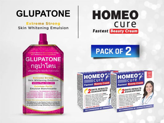 Glupatone Extreme Strong Whitening Emulsion + Homeo Cure Cream (Pack of 2)